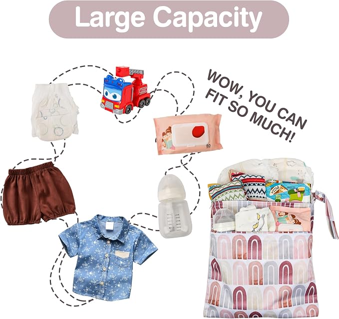 2pcs Cloth Diaper Wet Dry Bags Waterproof Reusable - Image 4