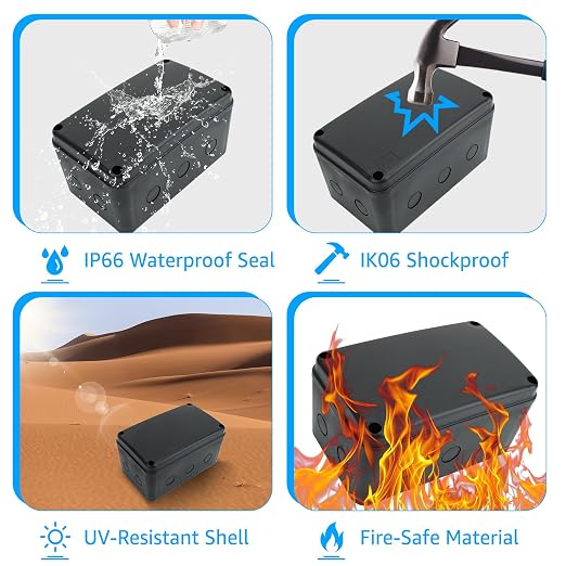 SuperInk Waterproof Electrical Junction Box Outdoor Black, IP66 Plastic - Image 5