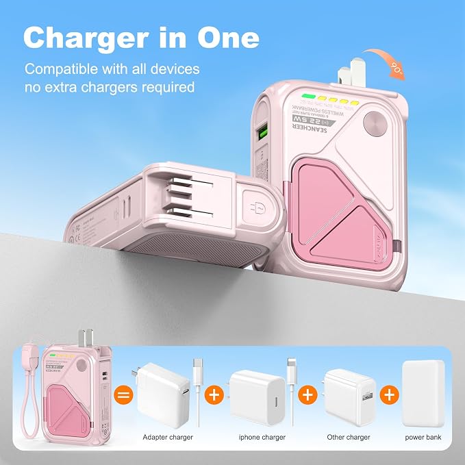 P05 Portable Charger, Magnetic Power Bank, Small Wireless PowerBank, Emergency - Image 2
