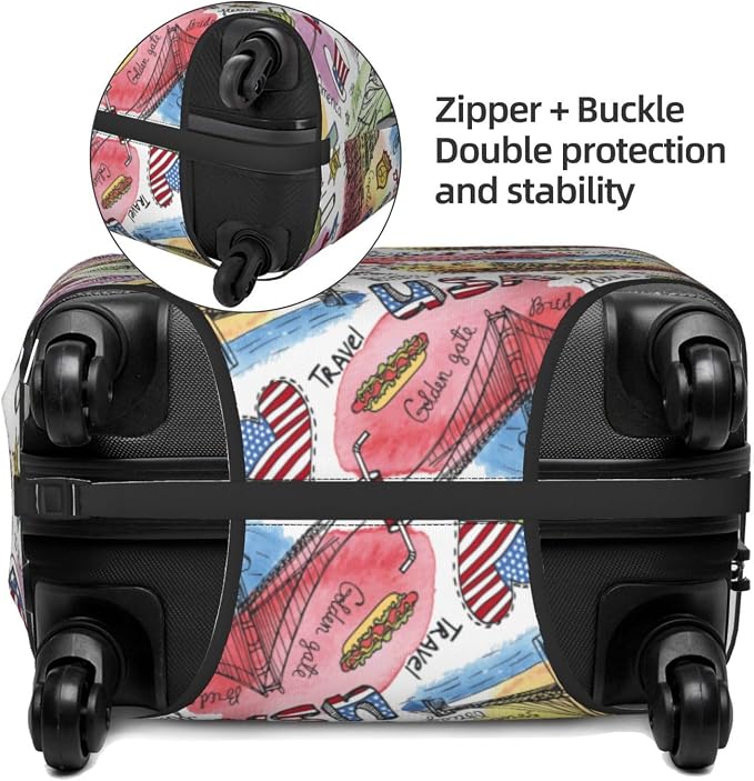 USA Landmarks Print Elastic Luggage Cover, Suitcase Protector - Image 4
