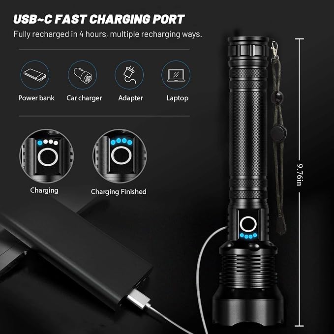 Rechargeable Flashlights 99, 000 Lumens, Super Bright LED Flashlight High Lumens - Image 3