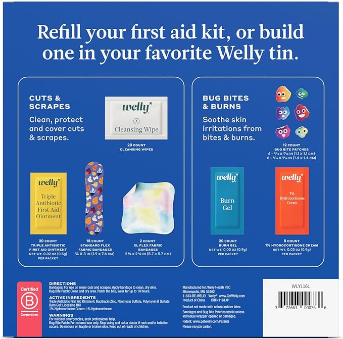 Welly First Aid Kit Refill Carton | Includes Individual Bandages, Cleansing - Image 2