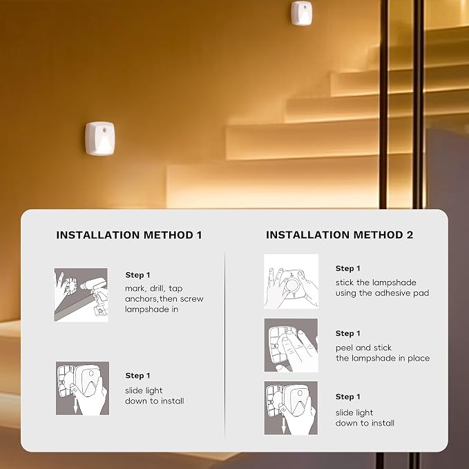 innofox 6-Pack Stick-on Motion Sensor Lights, Warm White LED Night Light - Image 8