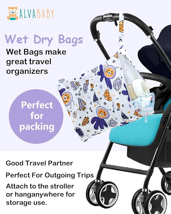 ALVABABY 3 Cloth Diaper Wet Dry Bags Waterproof Reusable - Image 5