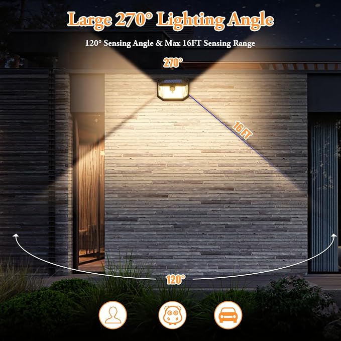 2-Pack Solar Outdoor Lights, Super Bright Solar Powered Motion Sensor Outdoor - Image 4