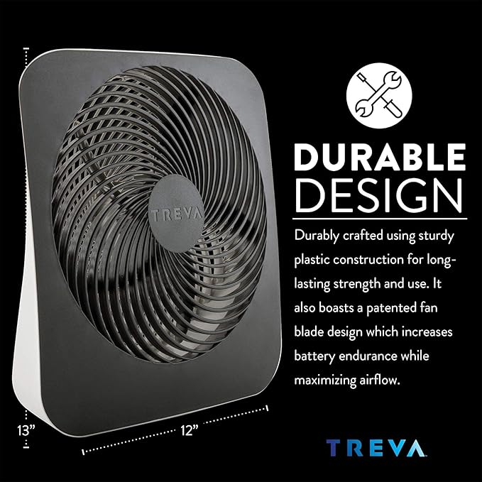 Treva 10-Inch Portable Fan, Powered by Battery and/or AC Adapter - Image 2