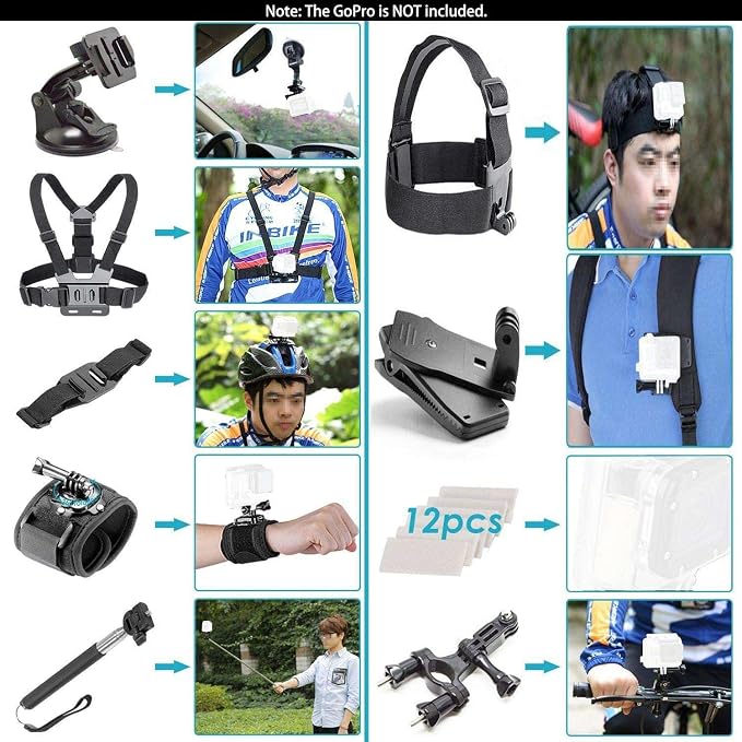 Navitech 60-in-1 Action Camera Accessories Combo Kit - Image 2
