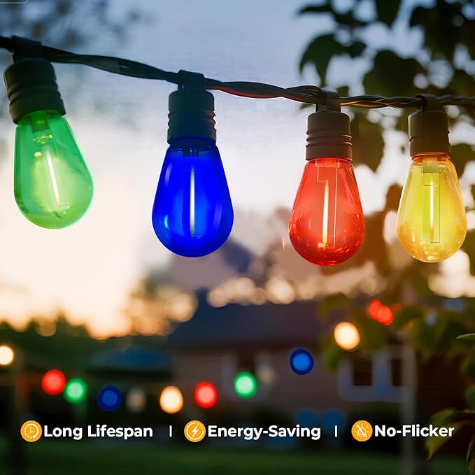 GvvooHome 15 Pack S14 Colored LED String Light Bulbs, 1W Plastic Shatterproof - Image 4
