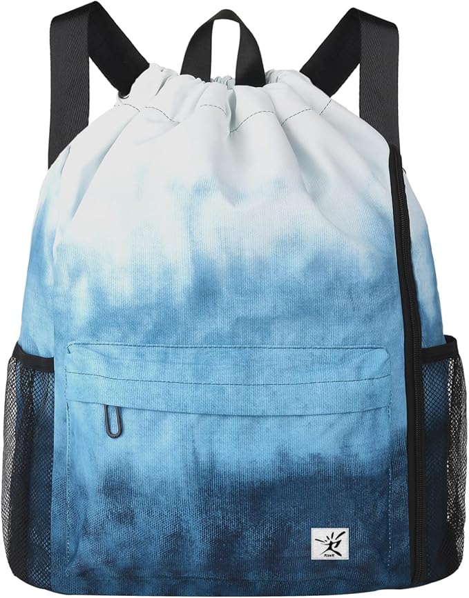Drawstring Backpack with Mesh Pockets String Gym Bag Sackpack Sandproof Water by Risefit