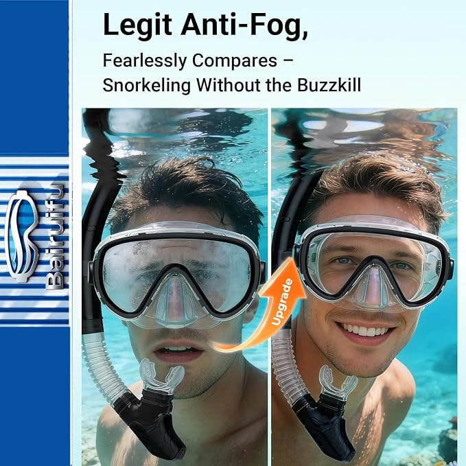 Bairuifu 2-Pack Snorkel Gear for Adults | Enhanced Anti-Fog & Anti-Leak - Image 2