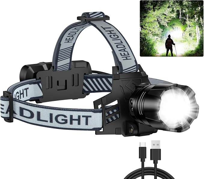 NiaoChao Headlamp Rechargeable, 99000 LM Super Bright LED Head Lamp by NiaoChao