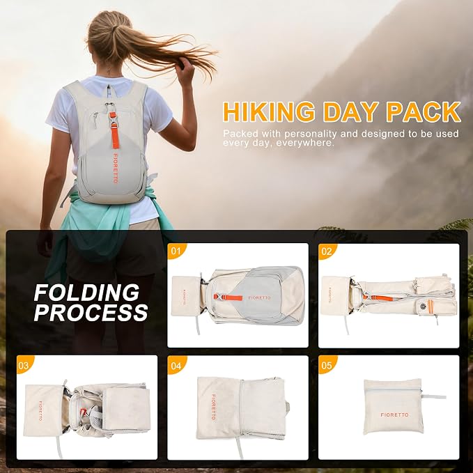 FIORETTO 20L Hiking Backpack for Women Men Mini Packable Backpack Lightweight - Image 9
