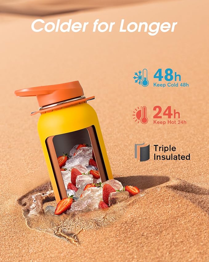 Coolflask Water Bottle with Straw, 32 oz Insulated Metal Water Flask with Straw - Image 2