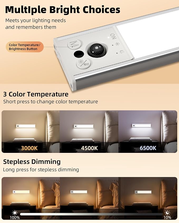 EZVALO 10inch Under Cabinet Lighting, Rechargeable Motion Sensor Light Indoor - Image 6