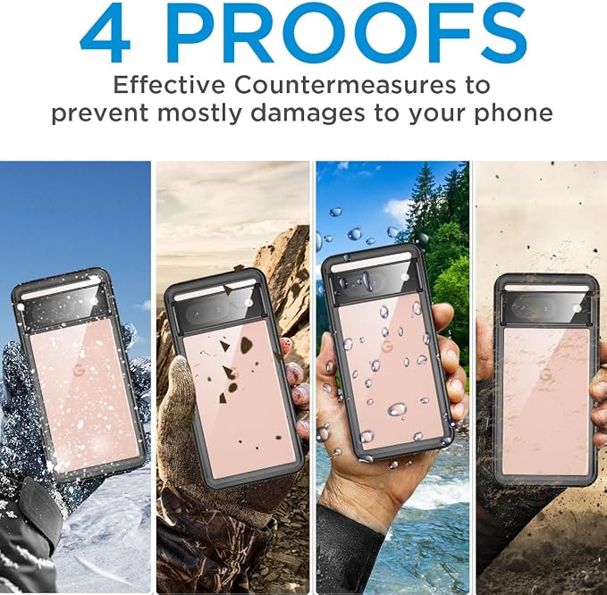 AICase for Google Pixel 8 Case Waterproof Clear Built-in Screen Protector - Image 2