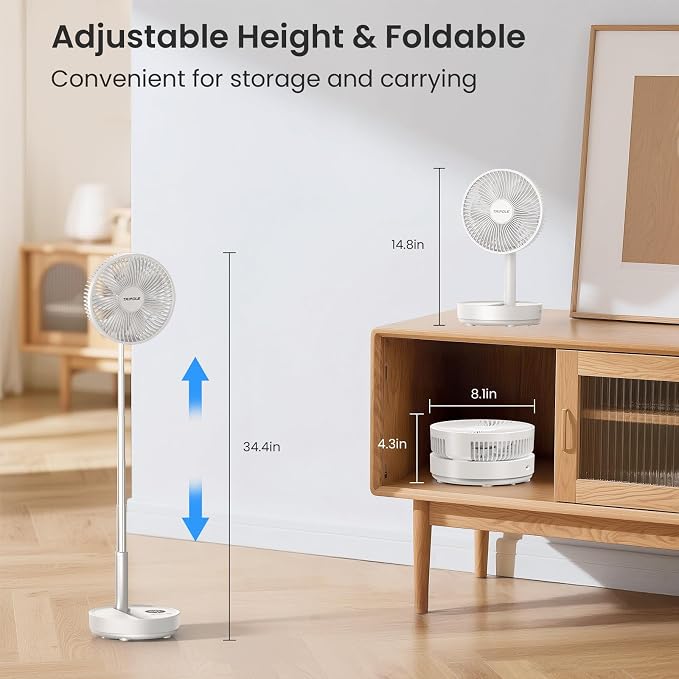 TriPole Portable Standing Fan, 8000mAh Rechargeable Oscillating Fan - Image 6