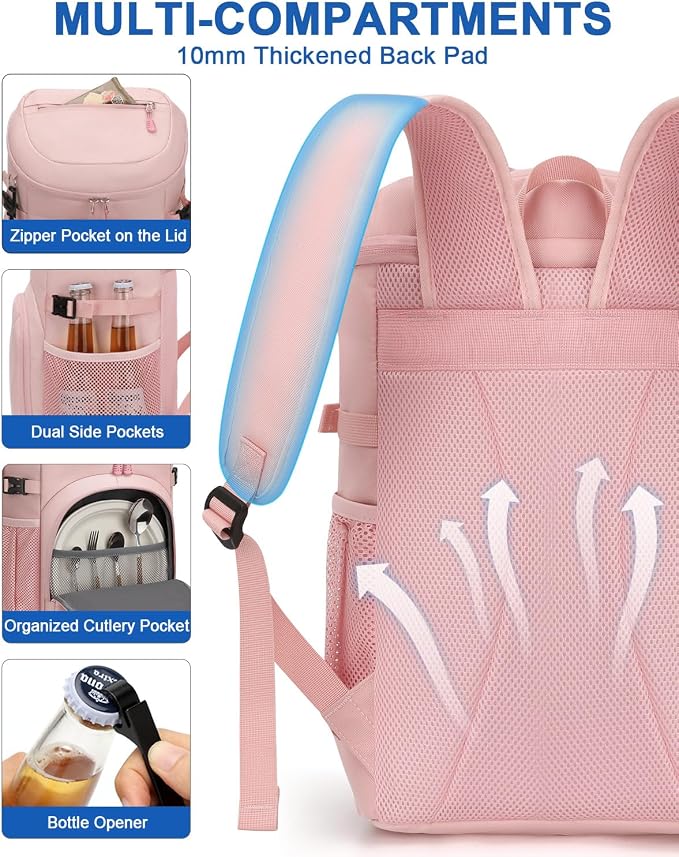 Pritent Cooler Backpack for Men Women Insulated Waterproof Backpack Cooler Leak - Image 6