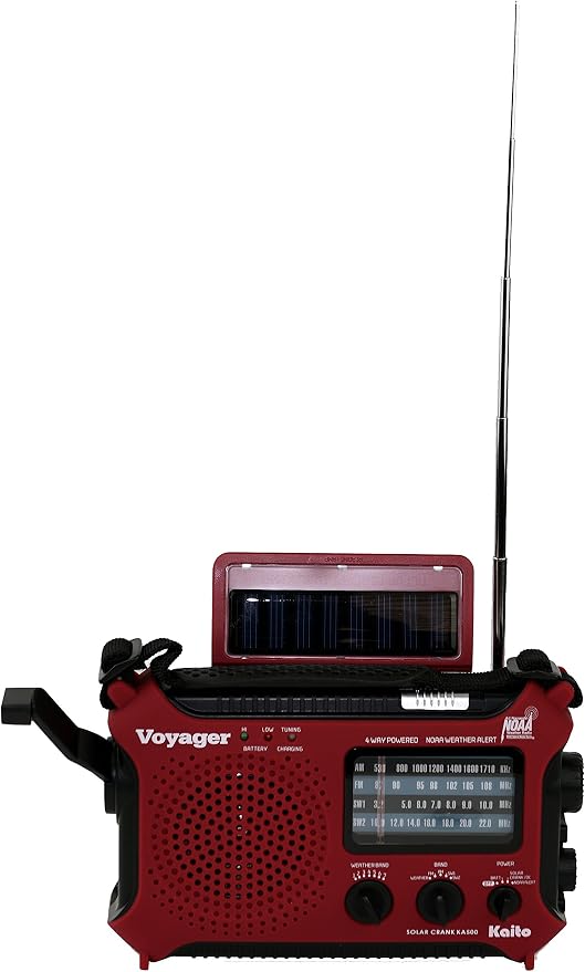 Kaito KA500IP-RED Voyager Solar/Dynamo AM/FM/SW NOAA Weather Radio - Image 3