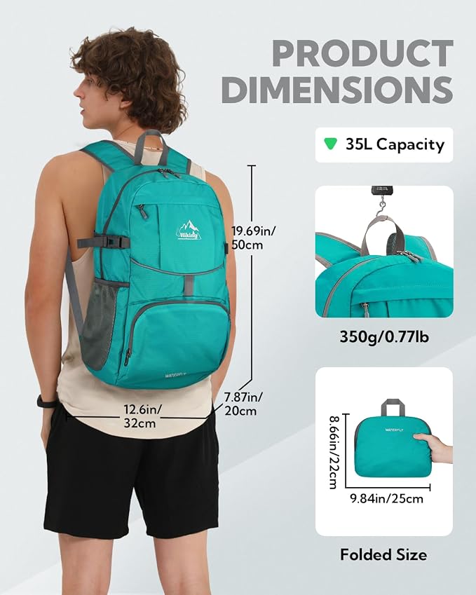 WATERFLY Hiking Packable Daypack Backpack: 35L Ultra Lightweight Day Pack - Image 3
