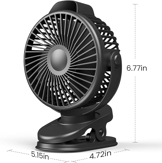 Koonie Portable Clip On Fan, Small Rechargeable Battery Operated, 3 Speed Mini - Image 7