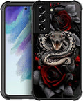 for Samsung Galaxy S21 FE Case, Entwined Rose Snake Pattern Graphic Design Girl by FKBRCL4U