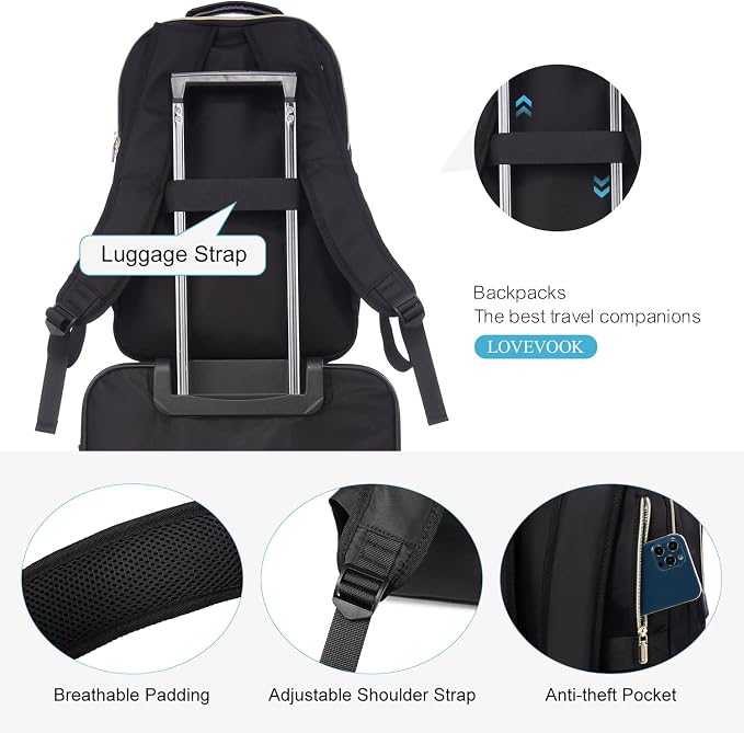 LOVEVOOK Laptop Backpack for Women, Stylish Quilted Backpacks Purse for - Image 4