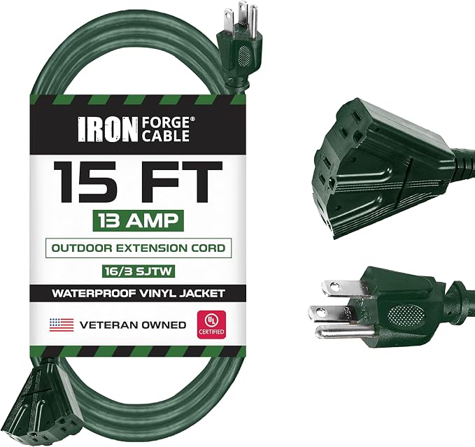 Iron Forge Cable 15ft Green Outdoor Extension Cord by IronForgeCable