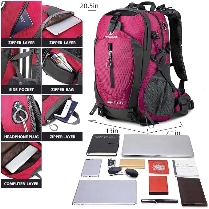 FENGDONG 40L Waterproof Lightweight Hiking, Travel Backpack - Image 2