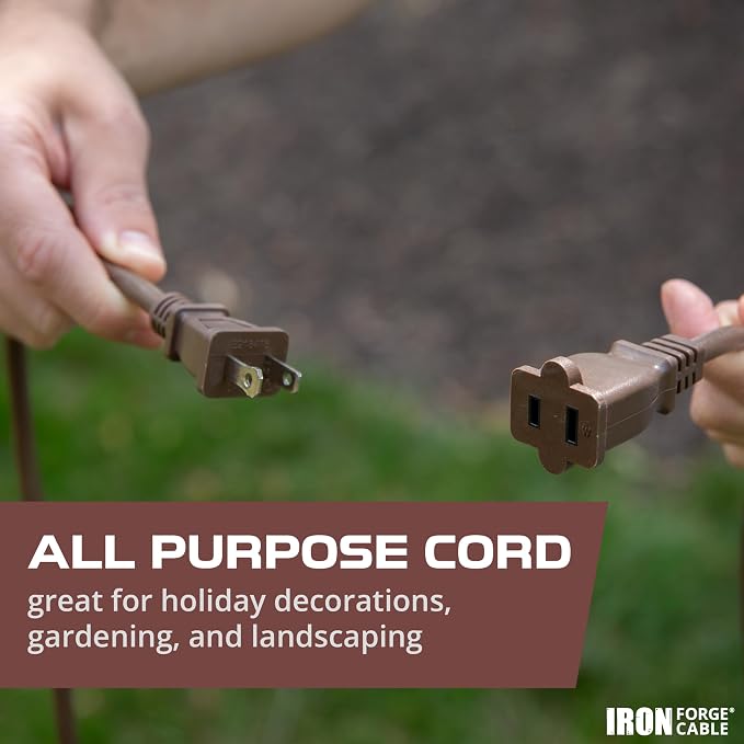 Iron Forge Cable 2 Prong Outdoor Extension Cord 10 ft, 16/2 SJTW 10 Foot Brown - Image 4