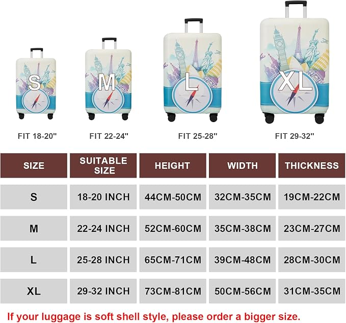 WUJIAONIAO Travel Luggage Cover Baggage Suitcase Cover Protector Skins 18-32 - Image 5