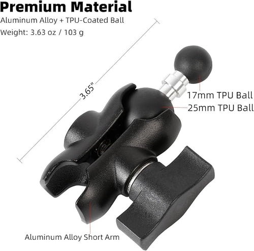 1" to 17mm Ball Adapter with 2.36" Short Double Socket Arm, Compatible with RAM - Image 2