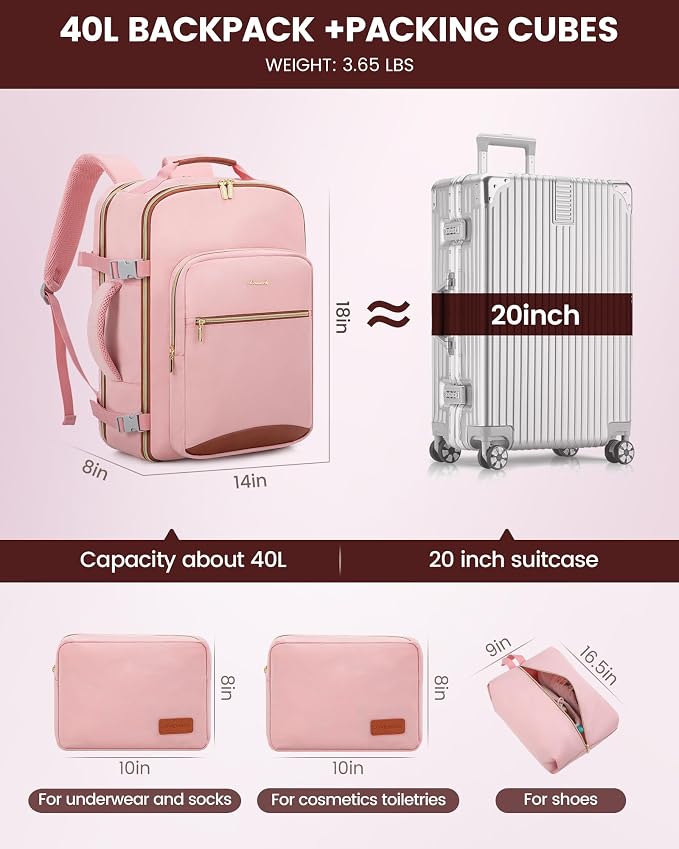 LOVEVOOK Travel Backpack for Women & Men 40L, Airline Approved Carry On - Image 5
