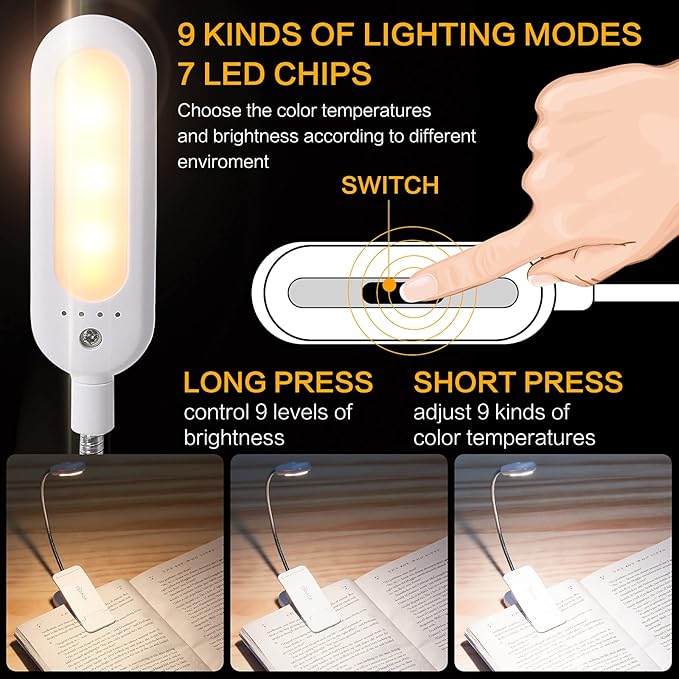 VAVOFO Clip On Book Light for Bed Kids, 7 LED Reading Light - Image 2