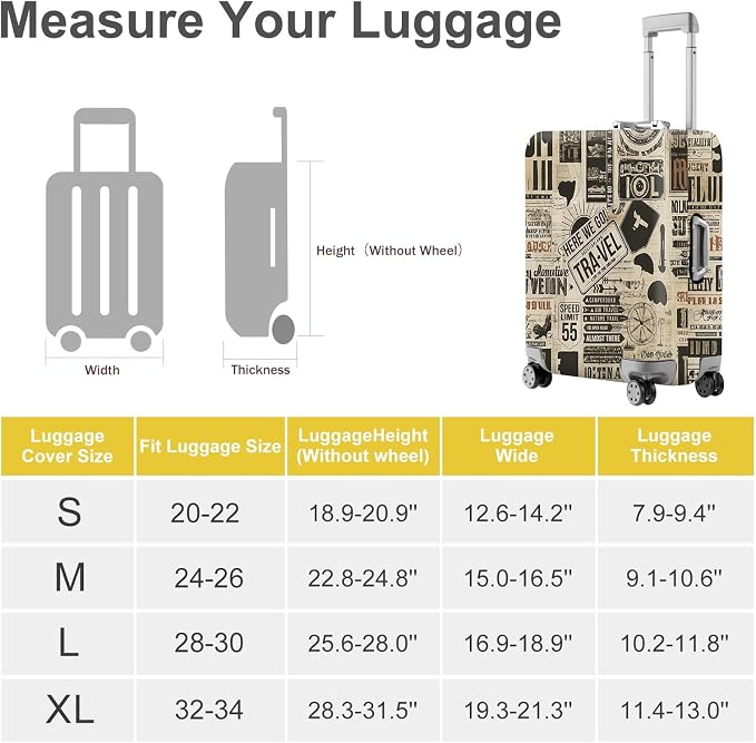 ANNA QUEEN Vintage Travel Collage Luggage Cover, Retro Suitcase Protector - Image 4