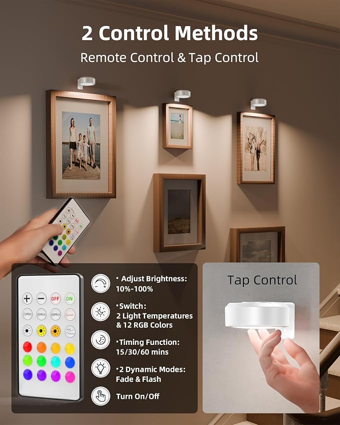EZVALO Picture Lights for Wall, Rechargeable Battery Magnetic Poster Lights - Image 5