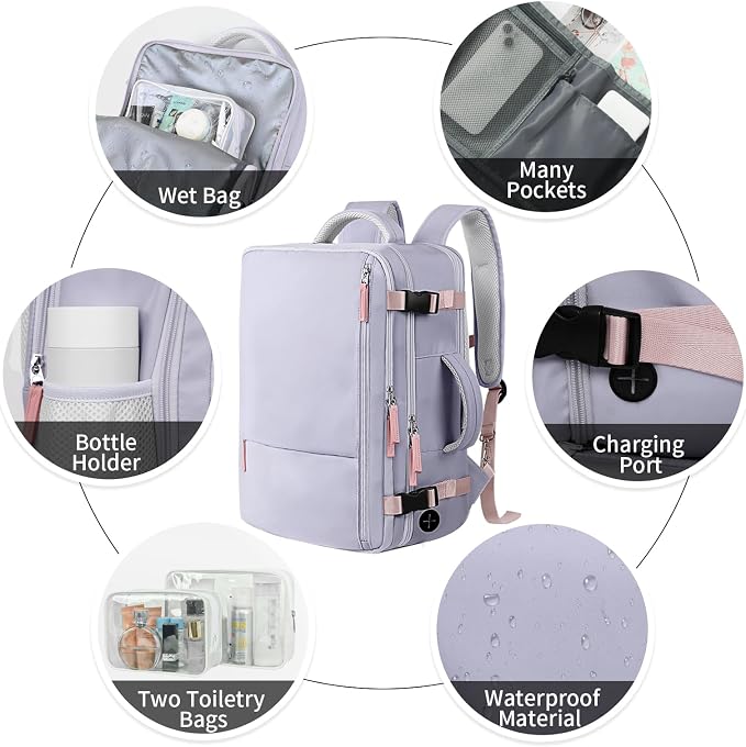 Hanples Large Travel Backpack for Women as Person Item Flight Approved - Image 5