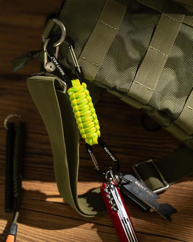 Paracord Braided Carabiner Keychain Lanyard Strap, Hanger Stroller Hook w/2 - Image 2