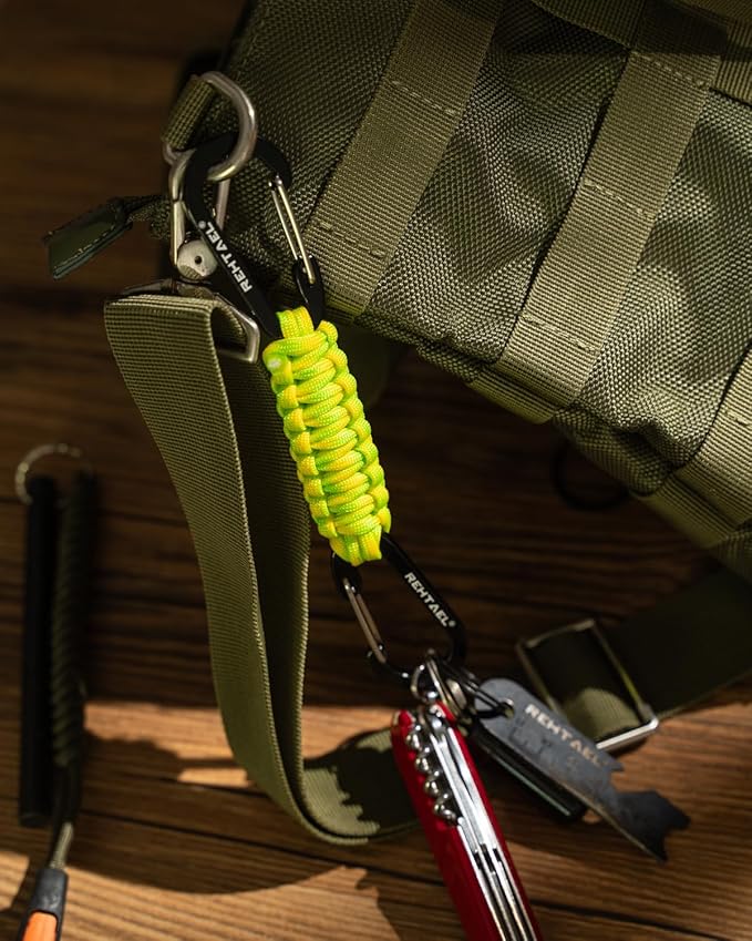 Paracord Braided Carabiner Keychain Lanyard Strap, Hanger Stroller Hook w/2 - Image 3