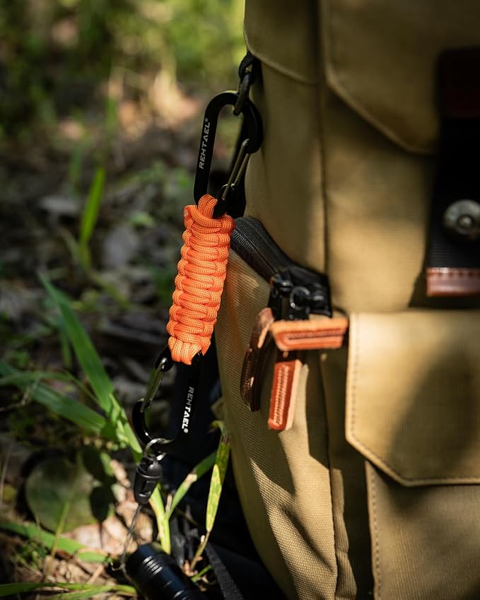 Paracord Braided Carabiner Keychain Lanyard Strap, Hanger Stroller Hook w/2 - Image 2