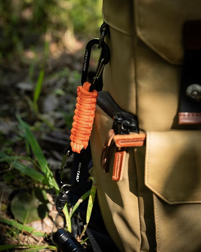 Paracord Braided Carabiner Keychain Lanyard Strap, Hanger Stroller Hook w/2 - Image 3