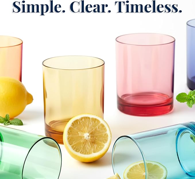 US Acrylic Classic Plastic Reusable Drinking Glasses 12oz Rocks Cups Assorted - Image 6