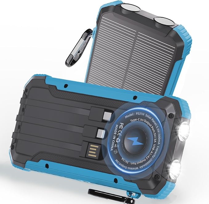 Power Bank Portable Solar Charger, Wireless Fast Charging Battery Pack by Luvknit