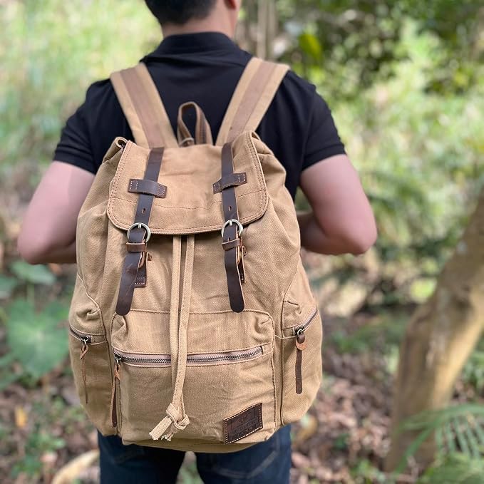 AUGUR High Capacity Canvas Vintage Backpack - Image 4