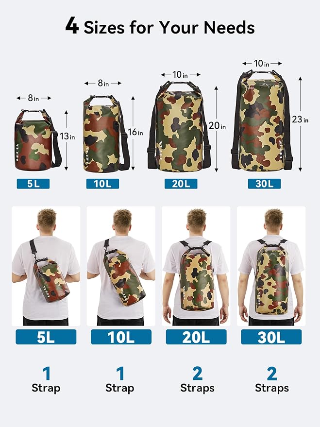HEETA Waterproof Dry Bag for Women Men, 5L/10L/20L/30L/40L Roll Top Lightweight - Image 2
