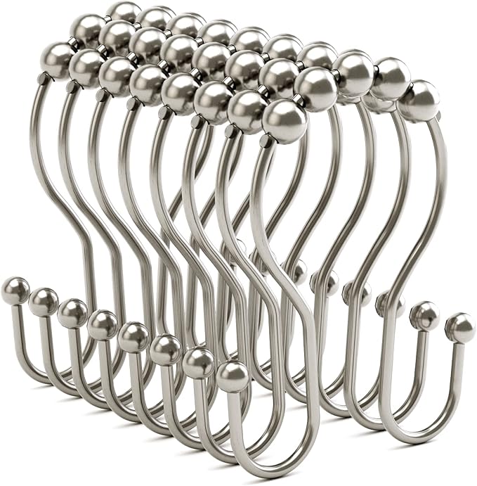 Shower Curtain Hooks Brushed Nickel Shower Curtain Rings Rust Proof, Bathway by Bathway