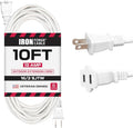 Iron Forge Cable 2 Prong Outdoor Extension Cord 10 ft, 16/2 SJTW 10 Foot White by IronForgeCable