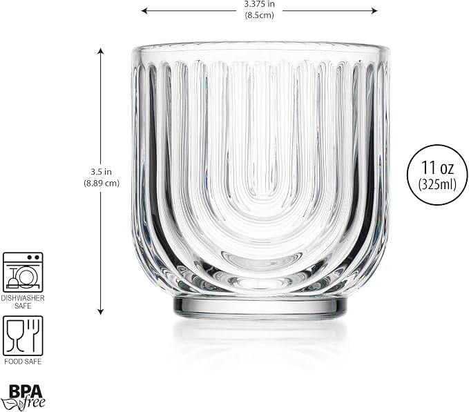 Glaver's Vintage Glassware Art Deco Glasse Ribbed Drinking Glasses U-Shape Arch - Image 7