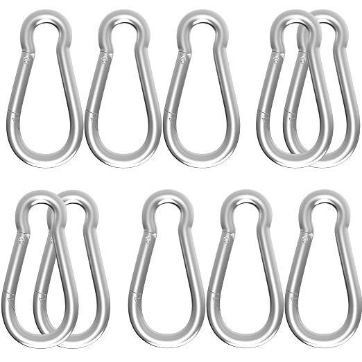 Carabiner, Heavy Duty Galvanized Steel Spring Snap Hook Carabiner Clips by High-PQ