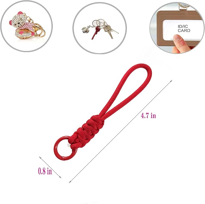 Colorful Braided Paracord Keychain, 12cm Length, Decorative Woven Rope Strap - Image 2