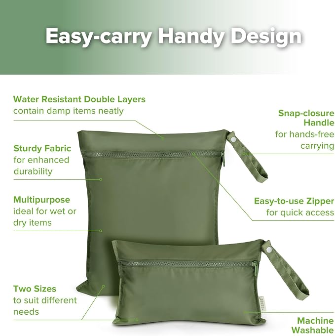 haakaa Waterproof Wet Bags for Baby Wet Dry Bags for Cloth Diaper, Swimsuit & - Image 4